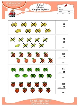 Çocuklar İçin toplam işlemi yaprak testleri 